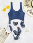 Fashion Blue Leaf Print Swimsuit