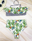 Fashion Color Polyester Print Bandeau Ruffled Split Swimsuit