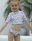Fashion White Polyester Print Lace Children's Split Swimsuit