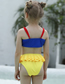 Fashion Yellow Blue Polyester Bow Knot Children's Split Swimsuit