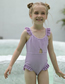 Fashion Purple Children's One Piece Swimsuit With Solid Color Fungus