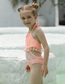 Fashion Pink Polyester Lace Cutout Show Kids Back One Piece Swimsuit