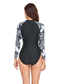 Fashion 0049 Black Polyester Print Zip-up Swimsuit