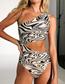 Fashion Stripe Polyester Stripe Cutout One-shoulder Swimsuit