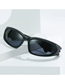 Fashion Black Frame Green Film Pc Wide Leg Sunglasses