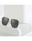 Fashion Gold Frame Green Film Alloy Double Bridge Large Frame Sunglasses