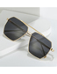 Fashion Gold Frame Dark Green Sheet Alloy Double Bridge Large Frame Sunglasses