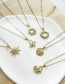 Fashion Golden 5 Bronze Zircon Crescent Sun Pendant Necklace