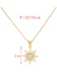 Fashion Golden 5 Bronze Zircon Crescent Sun Pendant Necklace