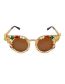 Fashion Brown Woven Diamond Round-frame Sunglasses