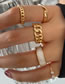 Fashion Silver Alloy Hollow Chain Drip Pearl Geometric Ring Set
