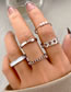 Fashion Silver Alloy Hollow Chain Drip Pearl Geometric Ring Set