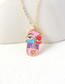 Fashion Rose Red Pure Copper Drip Oil Abstract Figure Geometric Necklace