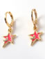 Fashion Pink Bronze Diamond Moon Drip Oil Pentagram Earrings