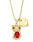 Fashion Red Copper Inlaid Zirconium Cat Heart Tag Necklace