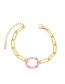 Fashion Pink Bronze Diamond Drip Oil Oval Bracelet