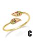 Fashion C Copper Zirconium Leaf Open Bracelet