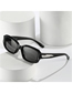 Fashion Bright Black Frame Gray Sheet Square Angular Irregular Sunglasses