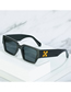Fashion Black Frame Gray Sheet (gold Accessories) Pc Square Large Frame Sunglasses