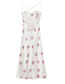 Fashion White Satin-print Cross-back Slip Dress