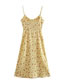 Fashion Yellow Hemp Print Slip Dress