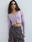 Fashion Purple Solid Color Removable Long Sleeve Knit Cardigan
