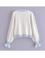 Fashion White Dotted Ripple Sweater Cardigan Coat