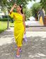 Fashion Yellow Silk-satin Asymmetric Dress