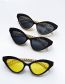 Fashion Drag Face Black Resin Cat Eye Chain Sunglasses
