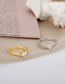 Fashion Gold Brass Set Heart Zirconium Ring