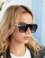 Fashion Black Double Grey Pc Square Large Frame Sunglasses