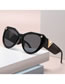 Fashion Bright Black Grey Pc Cat Eye Large Frame Wide Leg Sunglasses