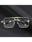 Fashion 3 Tea Blue Pc Square Double-bridge Cut-edge Sunglasses