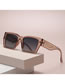 Fashion Transparent Light Tea Double Gray Pc Square Large Frame Sunglasses