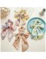 Fashion Green Fabric Tie-dye Bow Knot Ribbon Pleated Hair Tie