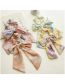 Fashion Green Fabric Tie-dye Bow Knot Ribbon Pleated Hair Tie