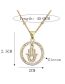Fashion 2# Bronze Zirconium Geometric Heart Eye Necklace