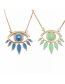 Fashion Blue Copper Gold Plated Oil Eye Necklace