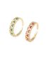 Fashion Red Brass Diamond Double Row Heart Open Ring