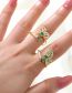 Fashion Green Brass Diamond Butterfly Open Ring