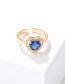 Fashion Royal Blue Brass Zirconium Heart Open Ring