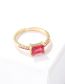 Fashion Red Zircon Brass Set Square Zirconium Geometric Ring