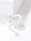 Fashion White Zirconium Drip Oil Snake Open Ring In Metal