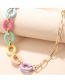 Fashion Half Colored Oval Chain Necklace Metal Oval Chain Necklace
