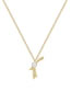 Fashion Gold Titanium Diamond And Pearl Bow Necklace