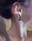 Fashion Green Metal Drip Oil Horn Earrings