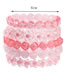 Fashion Pink Resin Beaded Smiley Flower Bracelet Set