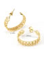 Fashion Gold Titanium Steel Hollow Chain C-shaped Earrings