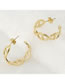 Fashion Gold Stainless Steel Cutout Geometric C-shaped Earrings