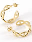Fashion Gold Stainless Steel Cutout Geometric C-shaped Earrings